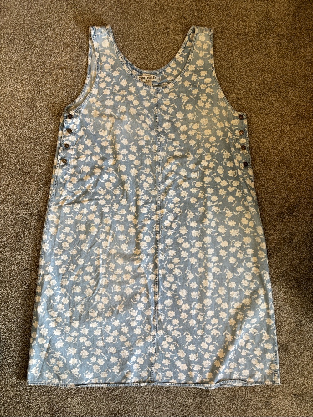 43. Jane Ashley Light Blue Floral Tank Dress *flawed*